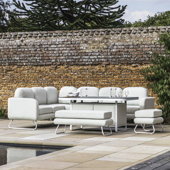 Ancona Rectangle Dining Set with Fire Pit Table