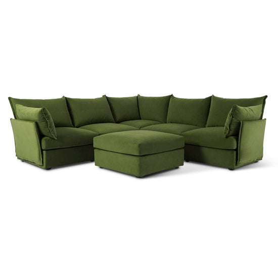 Model 06 Velvet Corner Sofa with Ottoman Swyft Homebound